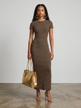 ABS by Allen Schwartz Striped Midi Dress Size P Petite Like New